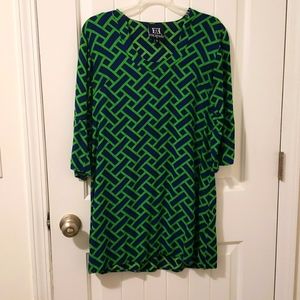 Escapada Blue/Green spring cotton dress